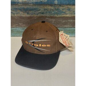 Baltimore Orioles American Needle SnapBack Hat Cap Rare Script Brown / Black